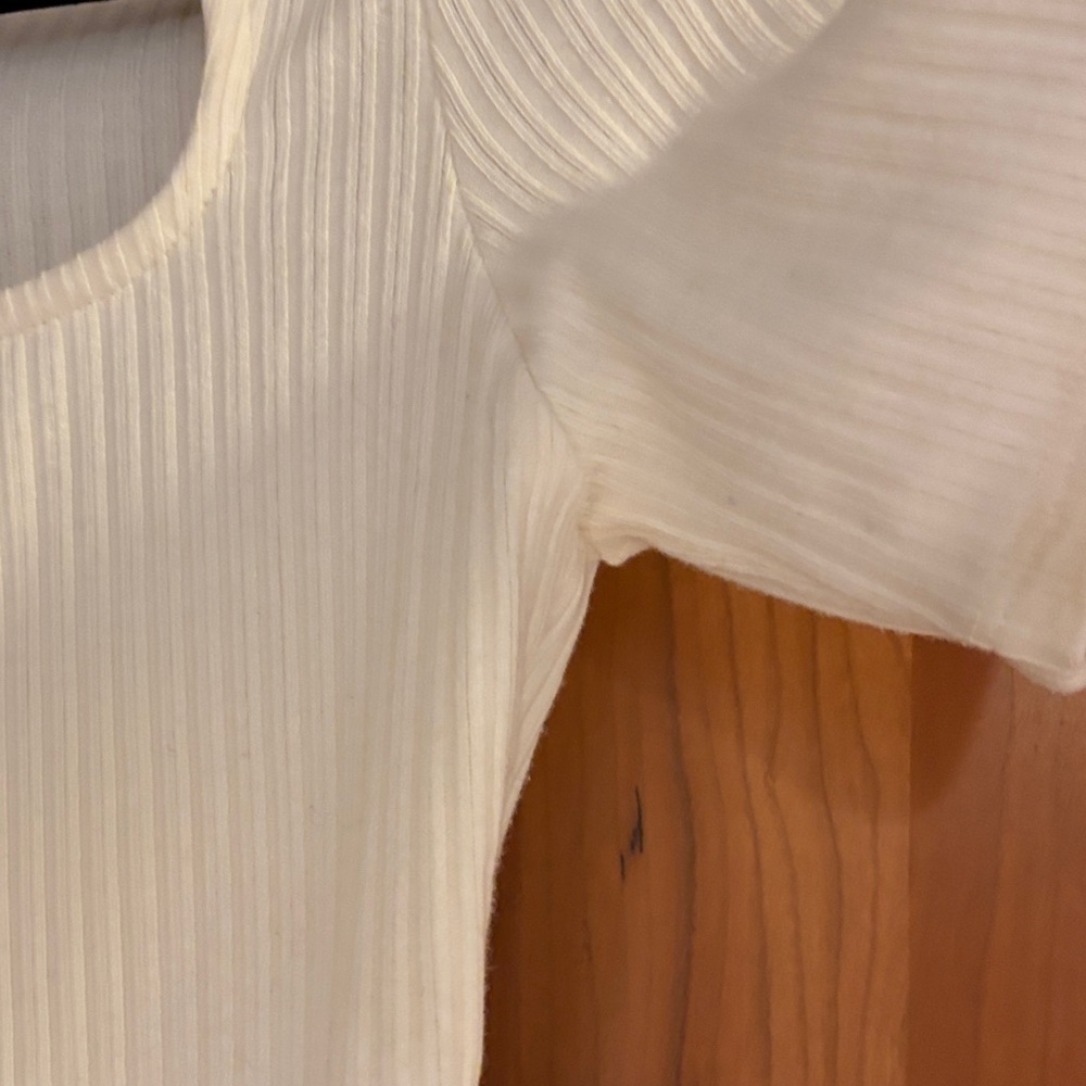 Cream Ribbed Button-Up Top - Picture 4 of 5